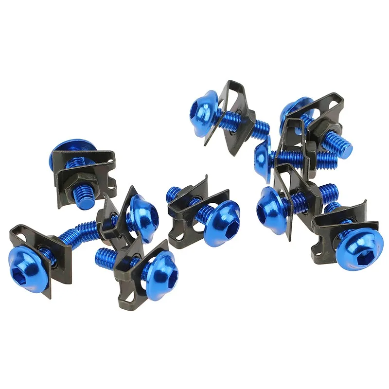 10Pcs/Lot Universal M6 6mm Motorcycle Fairing Body Bolts Nuts Scooter Spire Speed Fastener Clips Screw Spring Bolts Nuts 2019