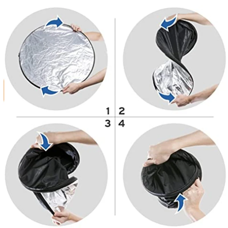 Refletor de luz 5 em 1 para estúdio fotográfico, 60/80cm, portátil, luz dobrável, fotografia, acessórios para fotografia