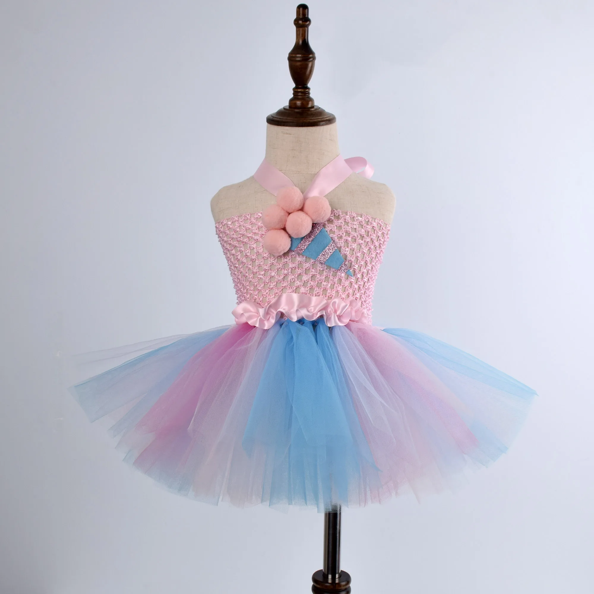 Girls Ice Cream Tutu Dress Baby Girl Sweet Pink Birthday Party Tulle Dresses Kids Birthday Gift Halloween Costume 1-12Y