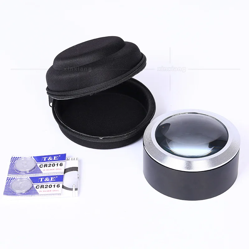 5X Handheld Cylindrical Mini Pocket Jewelers Magnifier Glass Lens Paperweight with Led Lamp Jewelry Magnify Loupe Jewelry Tool