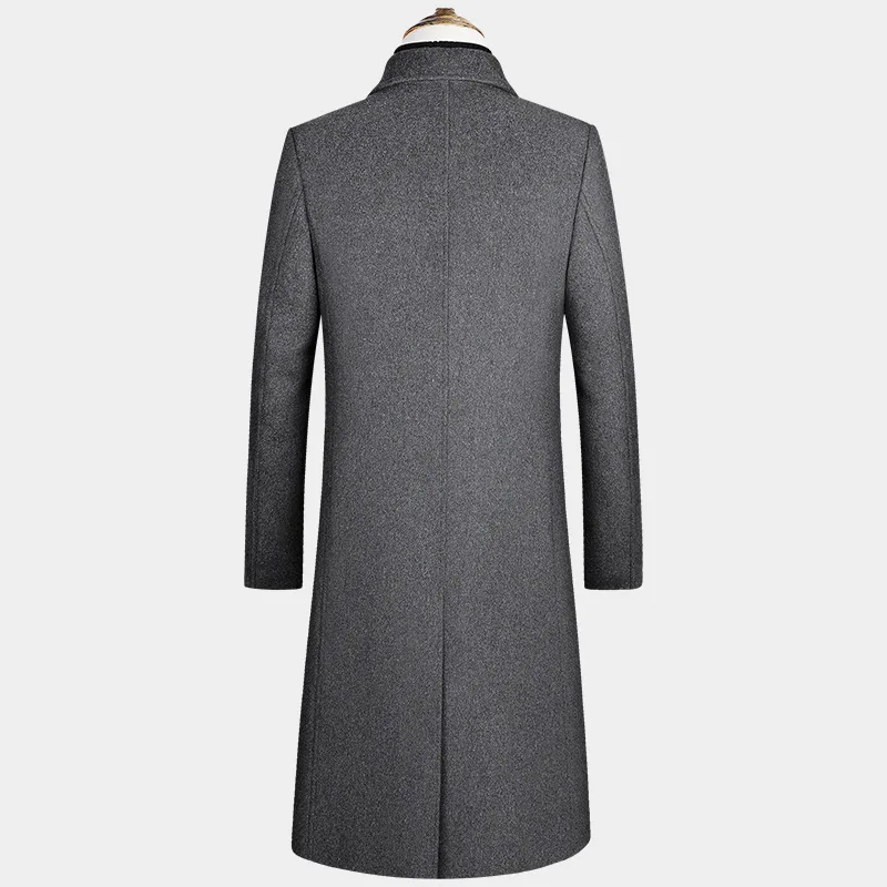 2023 New Extra Long Wool Trench Coat Male Winter Brand Mens Cashmere Coat Slim Fit Woolen Peacoat Windbreaker Manteau Homme 4XL