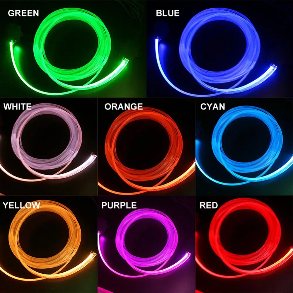 RGB LED Light Car Interior Decoration Atmosphere Light Strip 4M Optic Fiber Wire Moulding Lamp Light Bar Bluetooth APP Contrl