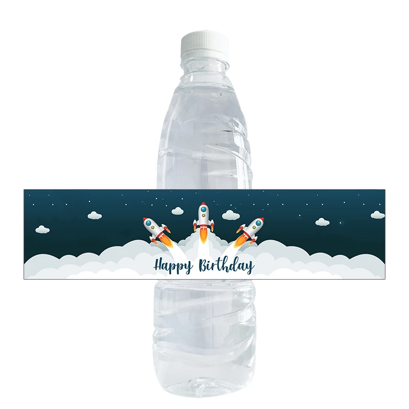 Outer Space Water Bottle Labels Rocket Ship Party Bottle Labels Kids Birthday Party Supplies Decor Astronaut Bottle Stickers