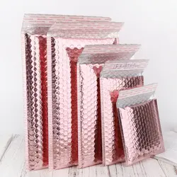 5pcs Rose Gold Aluminum Foil Packaging Shipping Bubble Mailers Padded Envelopes Gift Bag Bubble Mailing Envelope Bag 20x28cm