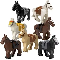 Single Sale War Knight Armor Horse With Saddle Medieval Theme Animal MOC Building Blocks Model Accessories Bricks Toys For Kids