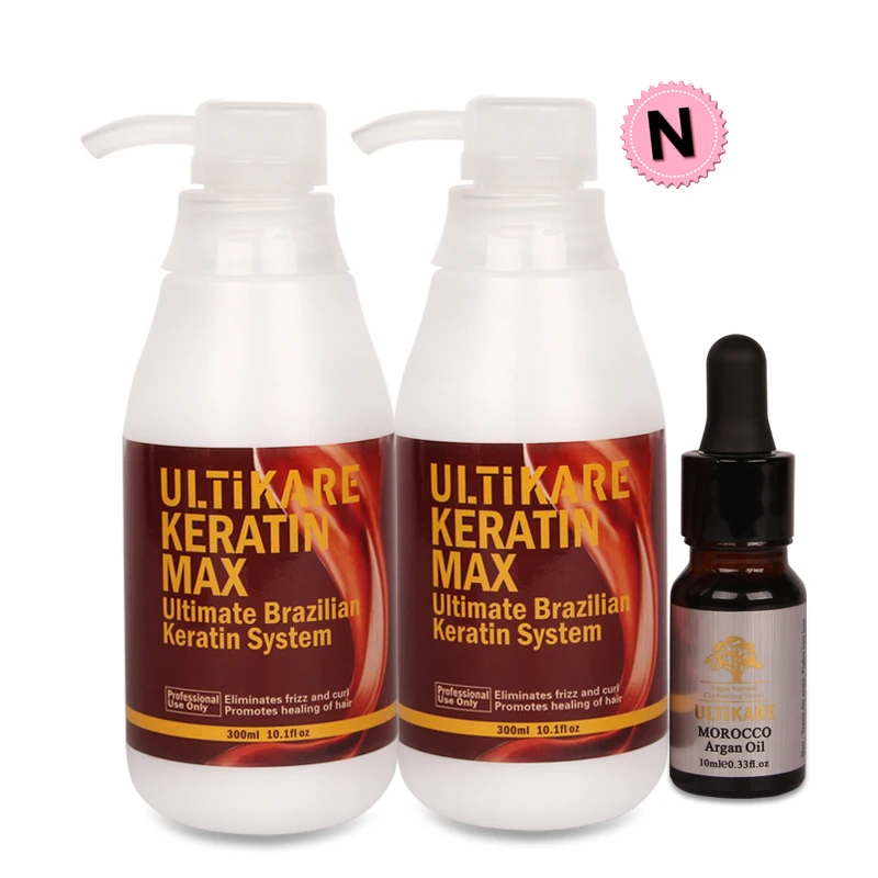 

3pcs Best Selling 300ml Ultikare Keratin Straight Hair Treatment Moisturizing Repair Damaged Frizzy Hair+10ml Argan Oil Set