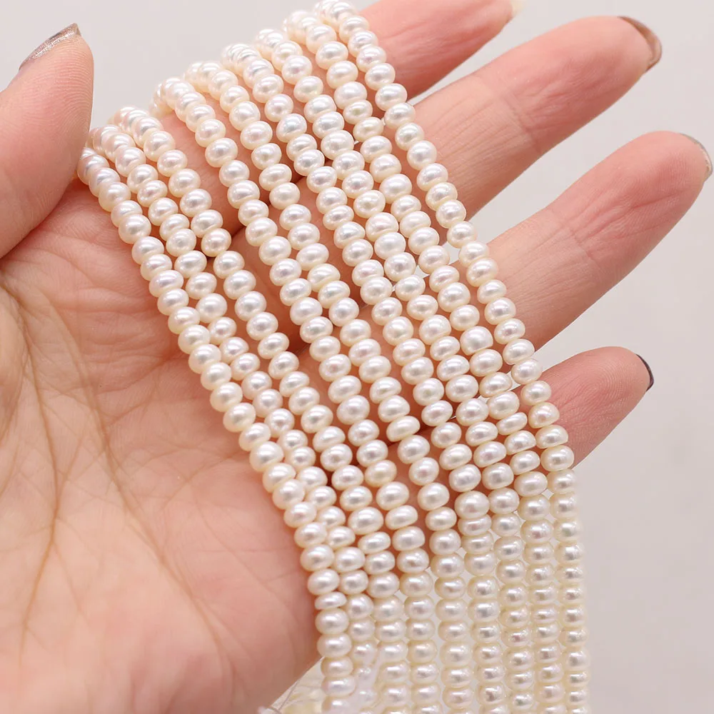 Natural Freshwater White Pearls Loose Beads Vertical Perforated Beads 4-5mm For Jewelry Making Necklace Accessories