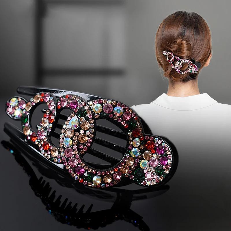 

Fashion Girl Rhinestone Hair Claw Tree Leaf Geometric Imitation Barrettes Hairpin Retro Crystal Hair Clips Wome Hair Accessories