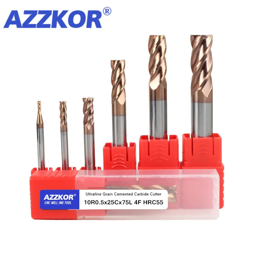 Cortador de fresado con revestimiento de aleación, herramienta de acero de tungsteno, Hrc55 mecanizado CNC, desbaste de esquina, Kit de cortador superior, máquina de fresado Endmil