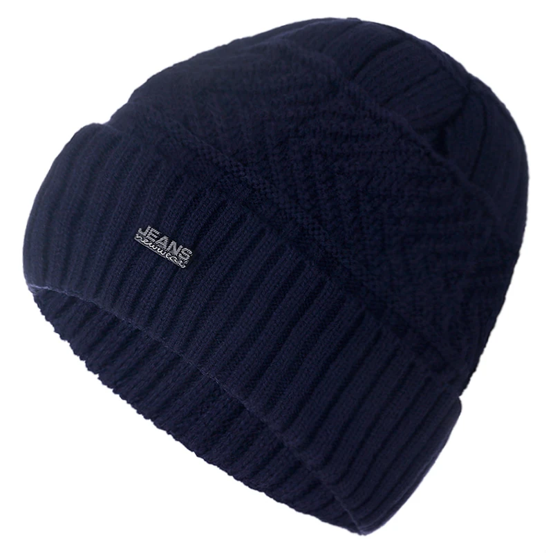 High Quality JEANS Winter Hat Add Fur Warm Beanies Hat Baggy Skullies Knitted Hat For Men Women Ski Sports Beanies Cap