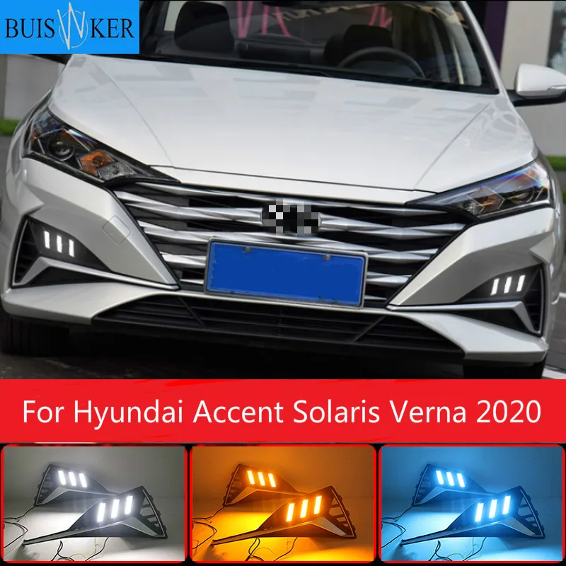 

For Hyundai Accent Solaris Verna 2020 LED DRL Daytime Running Light Fog Lamp 12V Car Running Lights