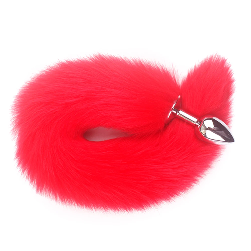 Adult Long Imitation Fox Hair Metal Anal Plug Cosplay Couple Flirting Sex Toy Faux Fox Tail Design Cosplay Supply sex toys