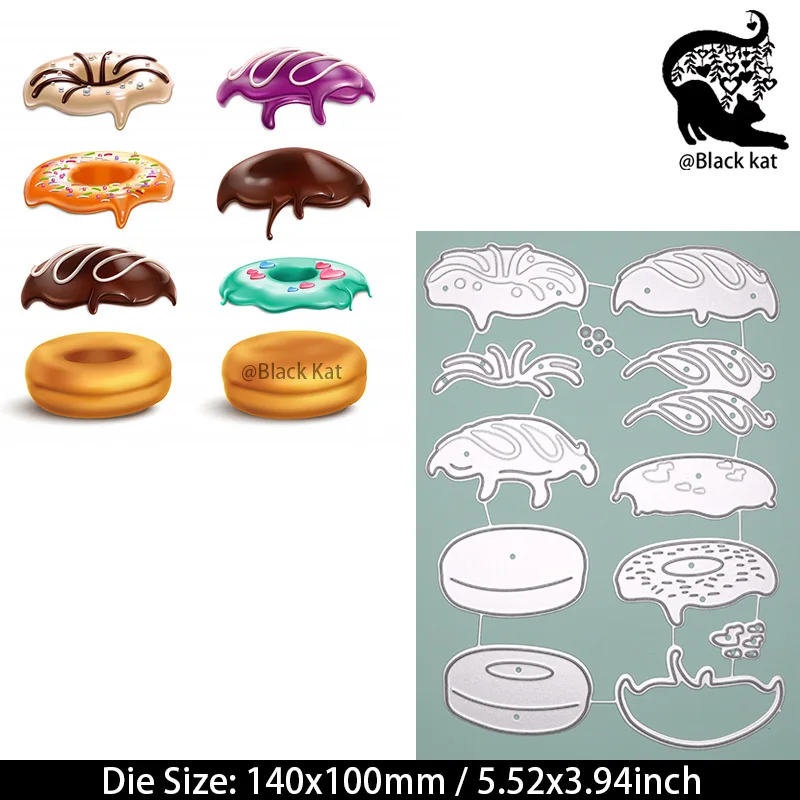 6Pcs Different Shapes Creamy Chocolate Donuts Cutting Dies Sweet Food Metal Stencil For DIY Scrapbooking Card Craft