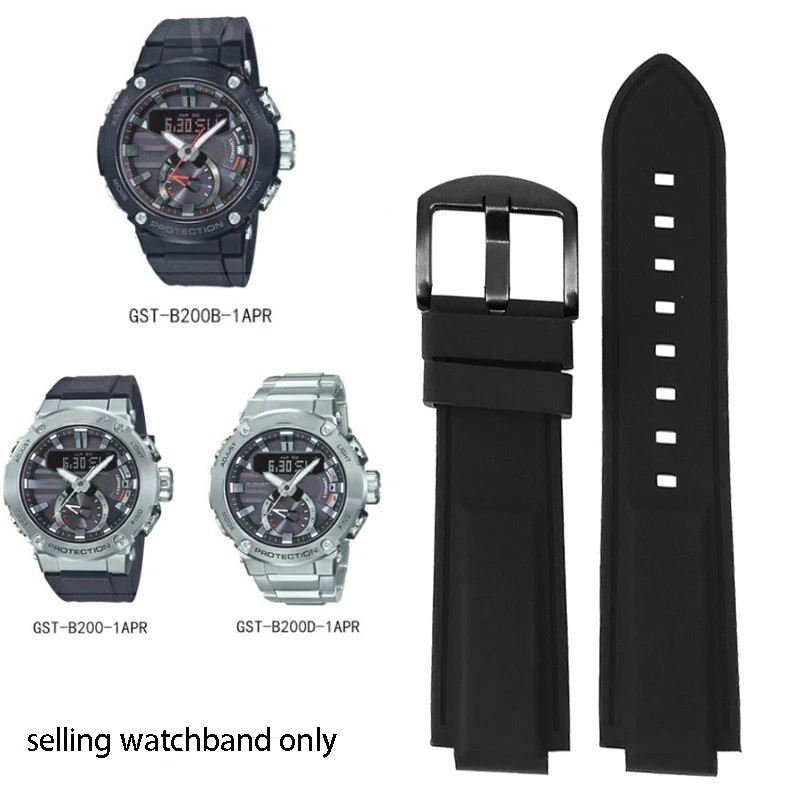 Silicone Watch Band Straps For Casio GST-B200 Series New G-steel Men Sports GST B200 Bracelet with Wire Watches Accessorie belt