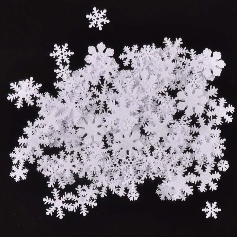 100Pcs Mixed Polyester White Felt Artificial Snowflake Sticker Non-woven Patches For DIY Crafts Christmas Decoration Applique