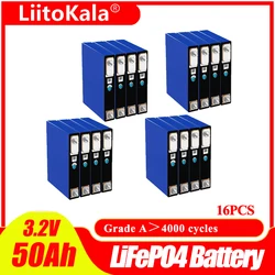 16pcs LiitoKala 3.2V 50Ah LiFePO4 Max Continuous 150A Discharge For 12V 24V 36V 48V 50Ah E-Scooter Golf Cart Electric Wheelchair