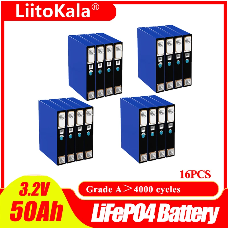 Imagem -04 - Liitokala 3.2v 50ah Lifepo4 Baterias de Lítio para Bicicleta Elétrica Bateria Pacote Sistema Energia Solar ue Eua Livre de Impostos