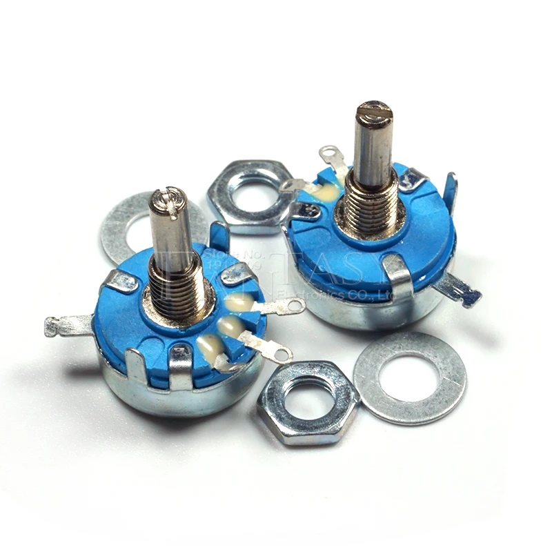 2pcs WH5-1A 10k 100K 47K 22K 4.7K 1M 470K 220K 470R 1K ohm 3-Terminals Round Shaft Rotary Taper Carbon Potentiometer