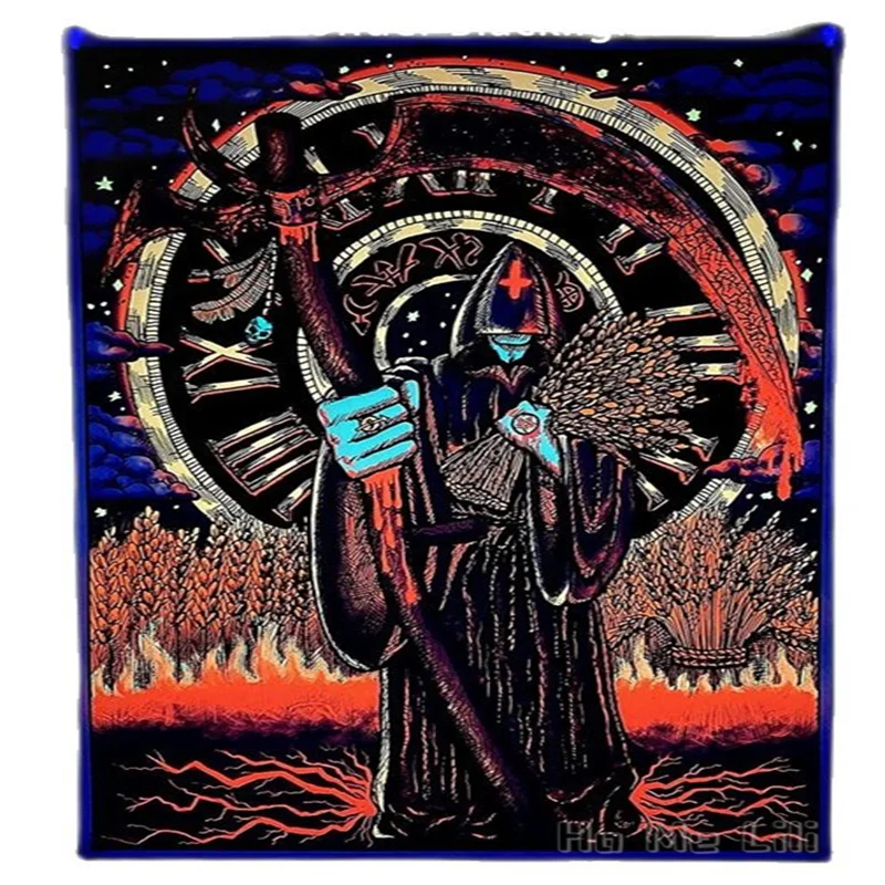 The Grim Reaper By Ho Me Lili Tapestry Gothic Blacklight Poster Witchy Aesthetic Wall Art For Dorm Living Room  Halloween Decor