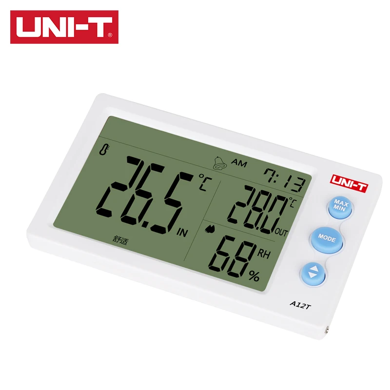 UNI-T A12T A13T Digital LCD Thermometer Hygrometer Temperature Humidity Meter Alarm Clock Weather Indoor Outdoor Instrument