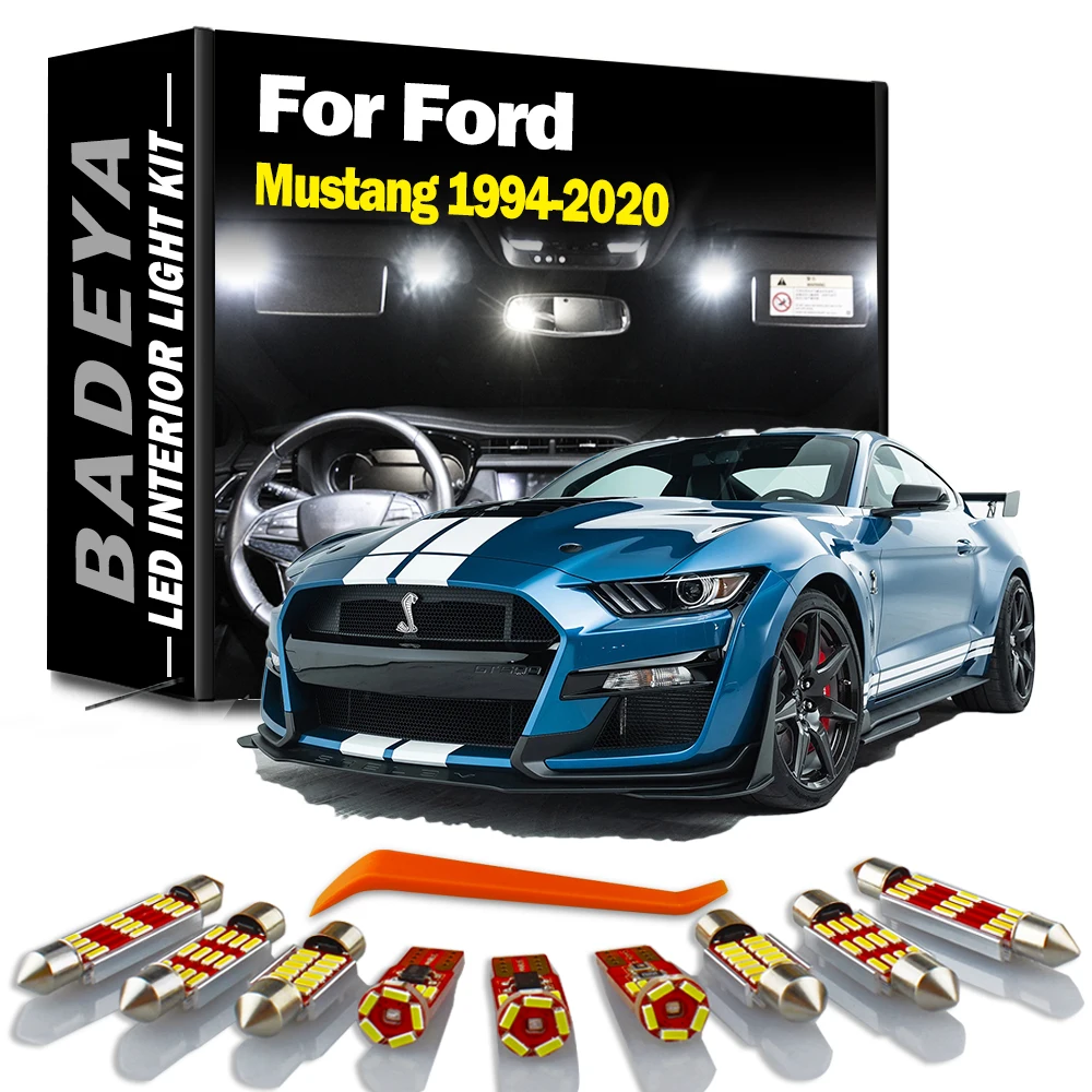BADEYA في Canbus سيارة أدى الداخلية جذع قبة خريطة لوحة ترخيص ضوء عدة ل فورد موستانج 1994-2016 2017 2018 2019 2020 لمبات LED