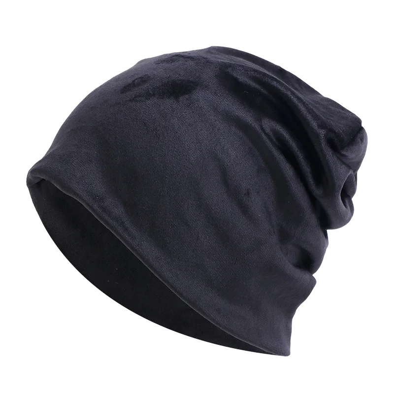 Gorro holgado de terciopelo para hombre y mujer, gorro suave de alta calidad, informal, cálido, a la moda, para Otoño e Invierno