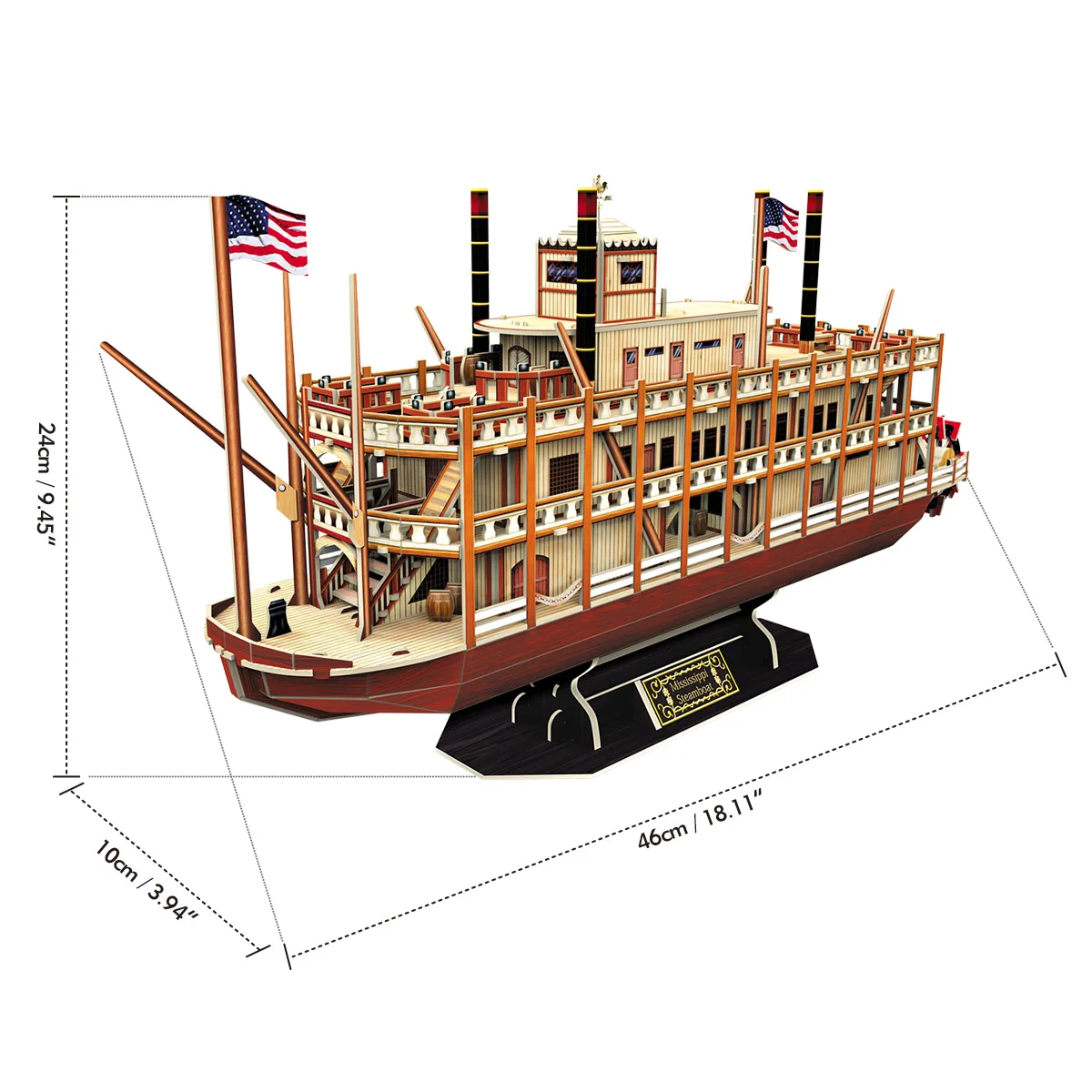 CubicFun 3D Puzzle Vessel Ship Models Toys Building Kits 142 Pcs US Worldwide Trading Mississippi Steamboat for Adults Kids