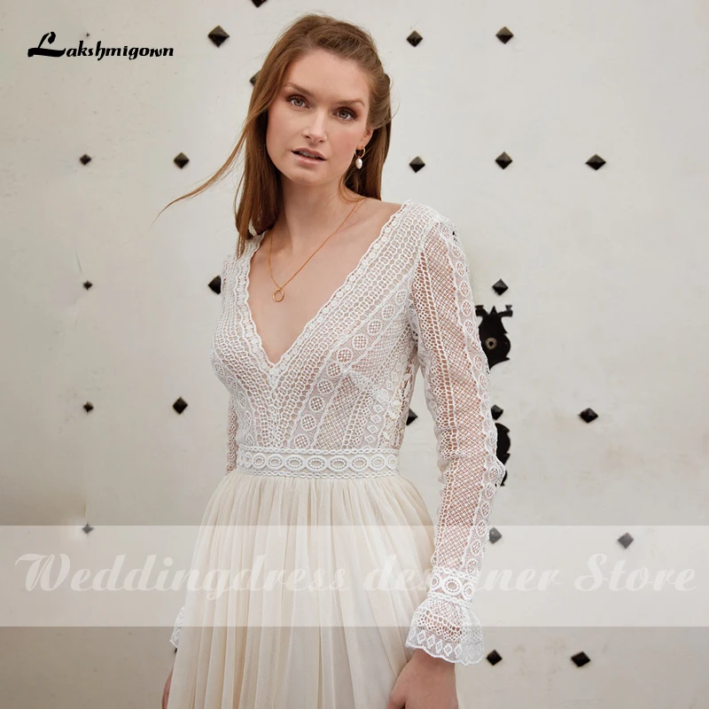 Vestido de boda Vintage de manga larga, talla grande, 2021