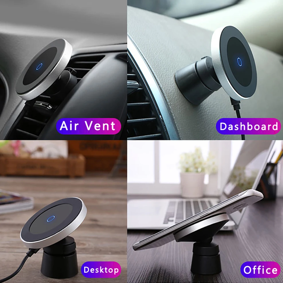 Magnetic Qi Wireless Car Charger Mount For iPhone 11Pro XS Max Xr 11 8Plus Samsung S20 S21 S10 S22 Car Phone hold Fast Charging