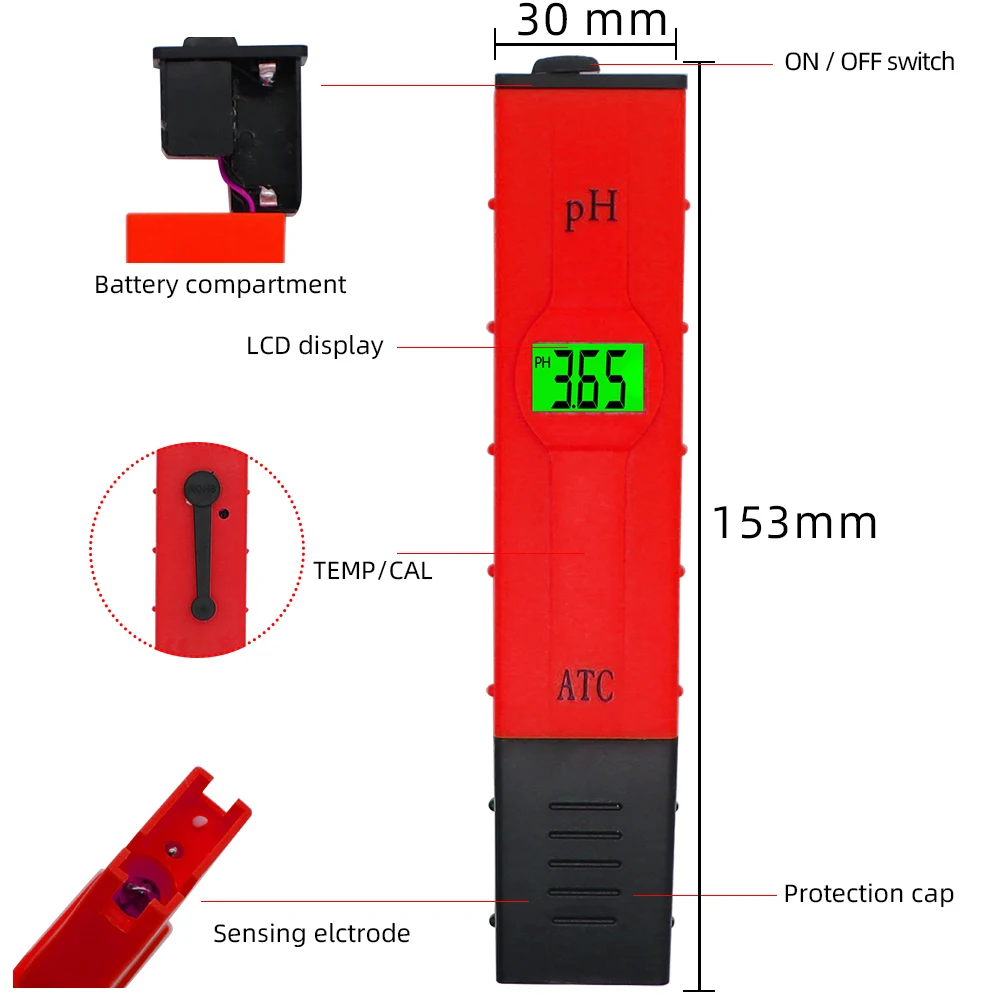 PH Meter Digital 0.01 PH Tester EC TDS DEL Tester DEL Acidità Dell\'acqua Strumento di Test Idroponica Pool Pen Con disegno della Lampadina acquario