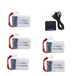 3.7V 220mAh Lipo Battery + 3.7v Charger for X4 X11 X13 RC Drone Quadcopter Spare Parts 702025 3.7v Rechargeable battery