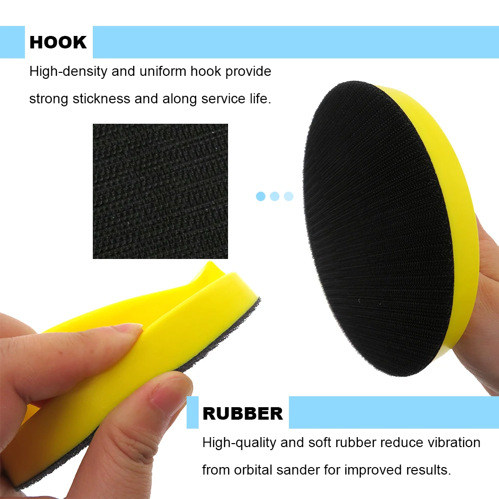 5/6 Inch Tay Chà Nhám Chặn Giấy Nhám Lưng Xi Đánh Bóng Mài Cầm Tay Khối PU Mút Giữ Đĩa Cho len Đồ Nội Thất