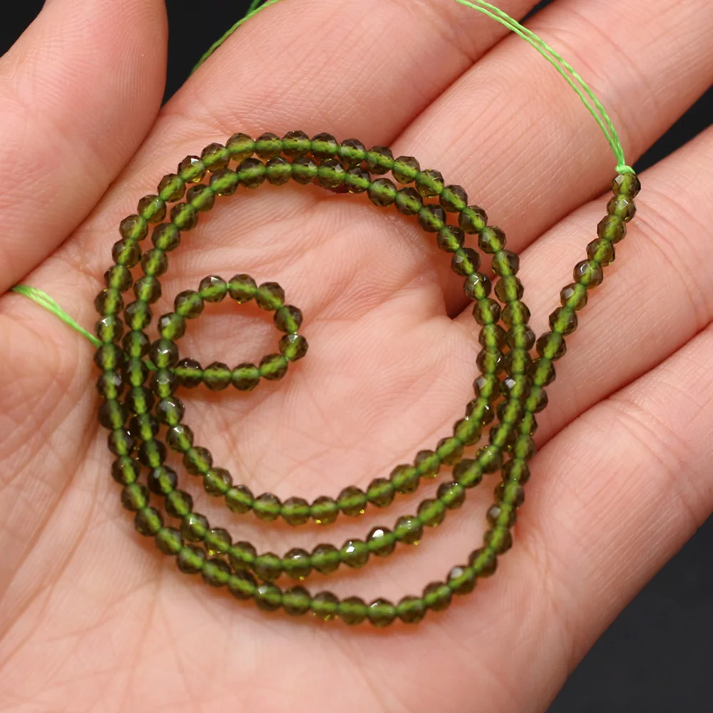 Natural Stone Bead Small Faceted Green Spinels 3mm Beads Charms for Fashion Jewelry Making Necklace Bracelet Accessories