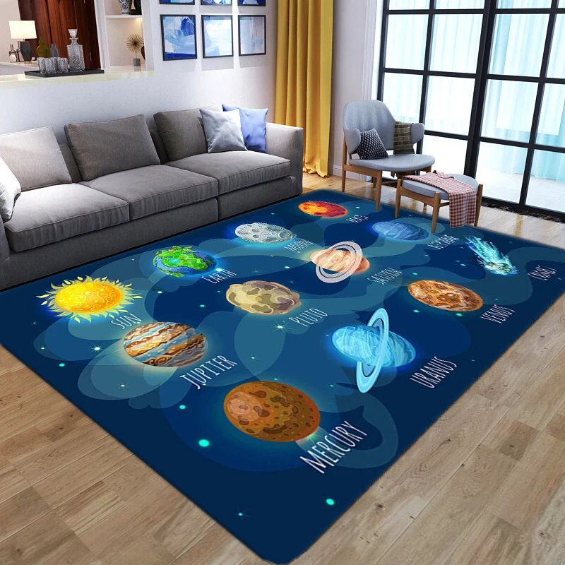 

Children's Room space Carpet Living Room Bedroom bedside Large Area Floor Mat universe stars printed Floor non-slip washable rug