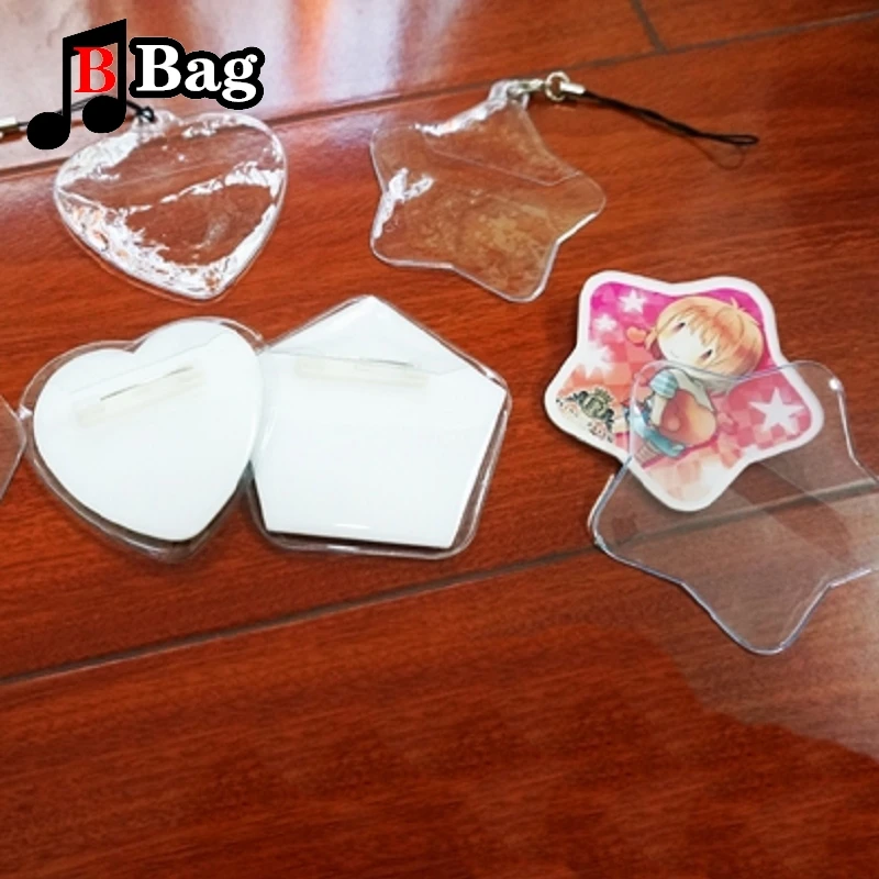 LLavero de mochila de Anime, insignia protectora transparente, funda de PVC, insignia de polígono de estrella de cinco puntas, accesorios de bolsa