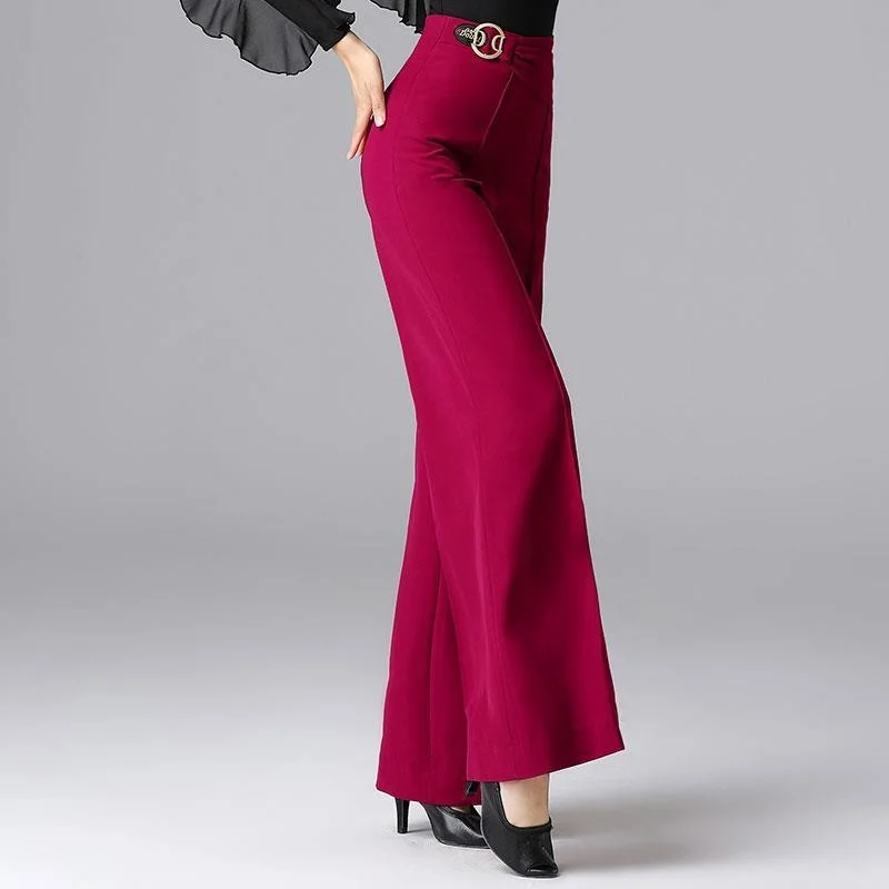 Latin Dance Wear High Waist Pants Modern Ballroom Dress Winter Adult Costume Rumba Female Clothing Wide Leg Flared Trousers