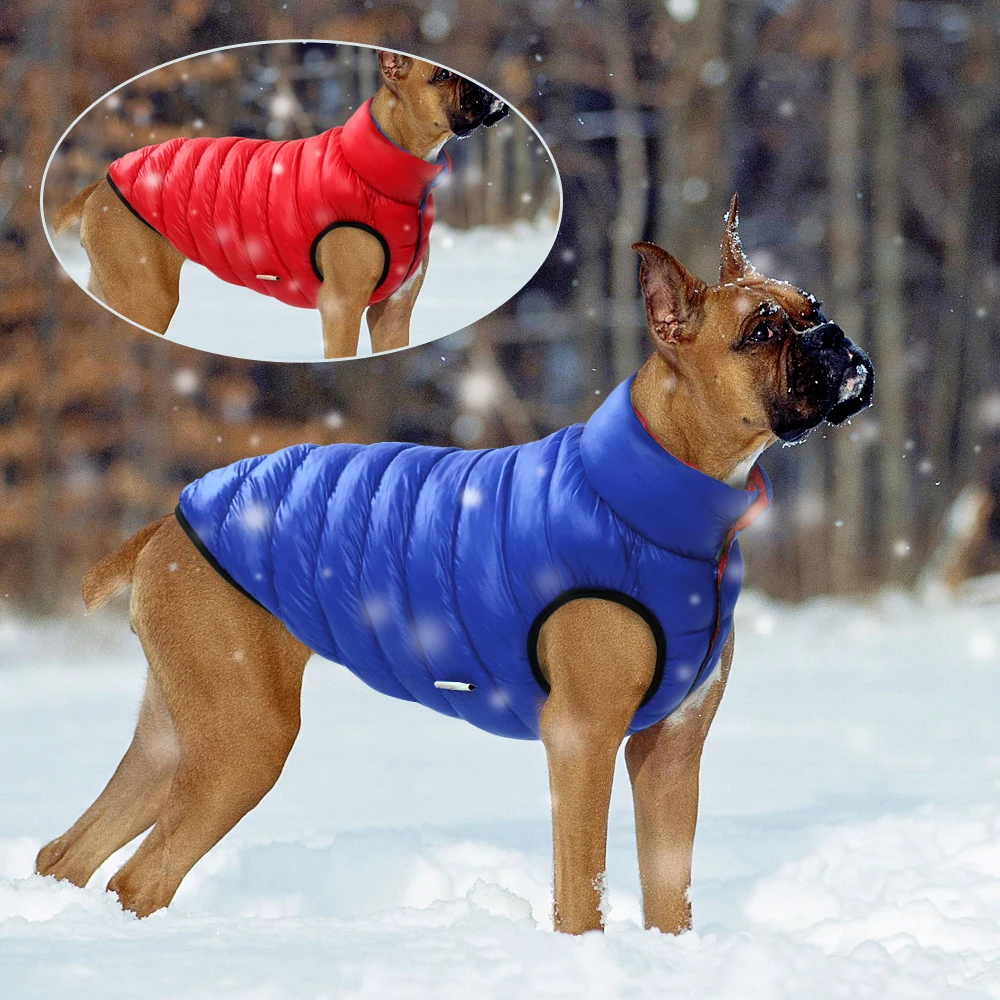 Large Dogs Jacket Winter Big Dog Clothes Waterproof Pet Clothes Reversible Dog Coat Vest for Bulldog Golden Retriever Labrador