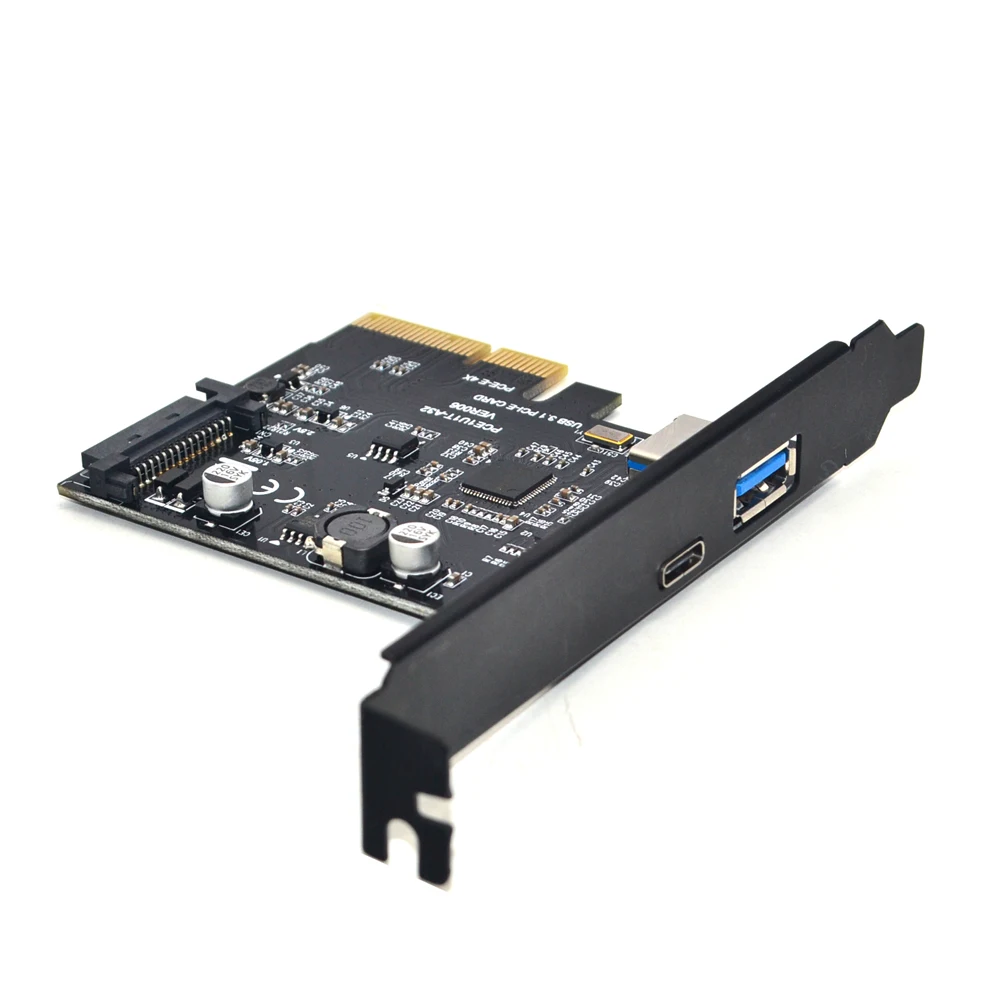 Add On Card USB 3.1 Type C PCIe Expansion Card PCI-e to 1 Type C and 1 Type A 3.0 USB Adapter PCI Express Riser Card For Desktop