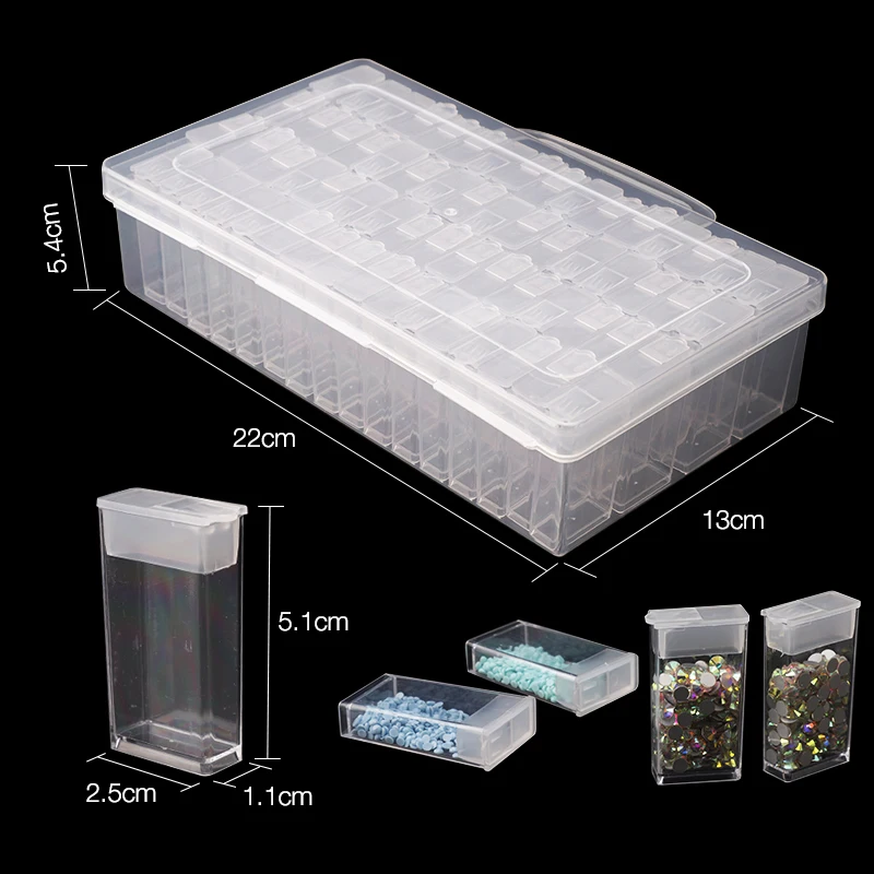 28/56/64 Diamond Painting Box Storage Box Cross Stitch Boxes Tool Accessories Bead Container Rhinestone Embroidery Stone Box