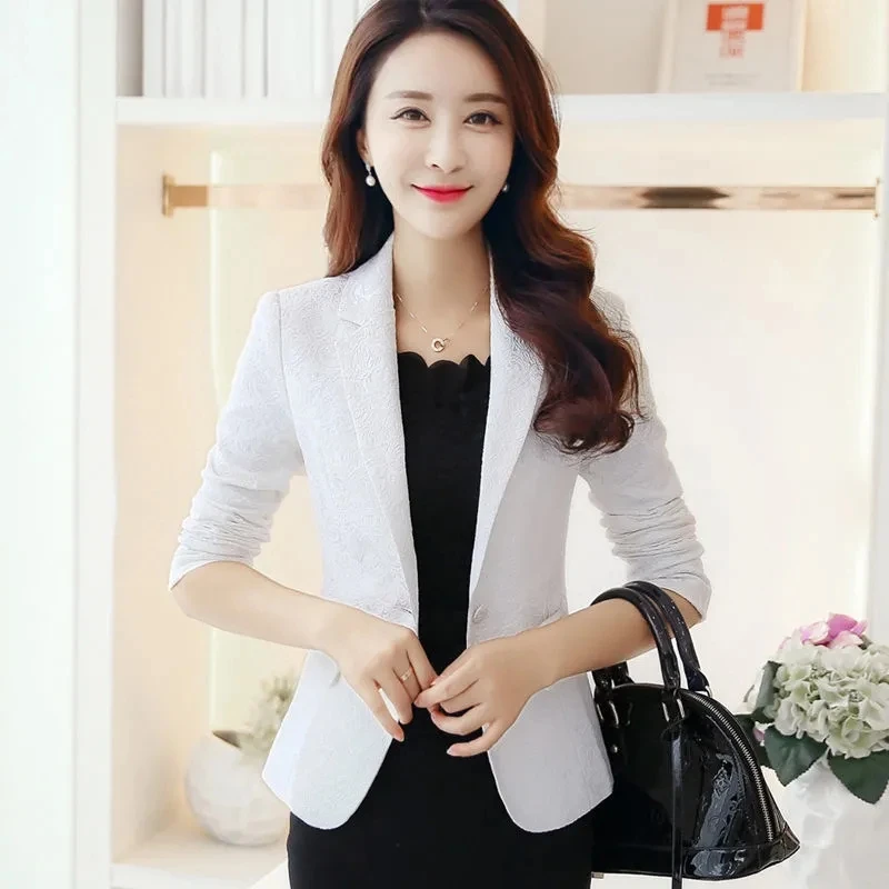 2024 New Autumn Women Blazers Office Work Lady Blazer Jackets Print Notched Collar Suit Jacket Slim Coat Business Outerwear