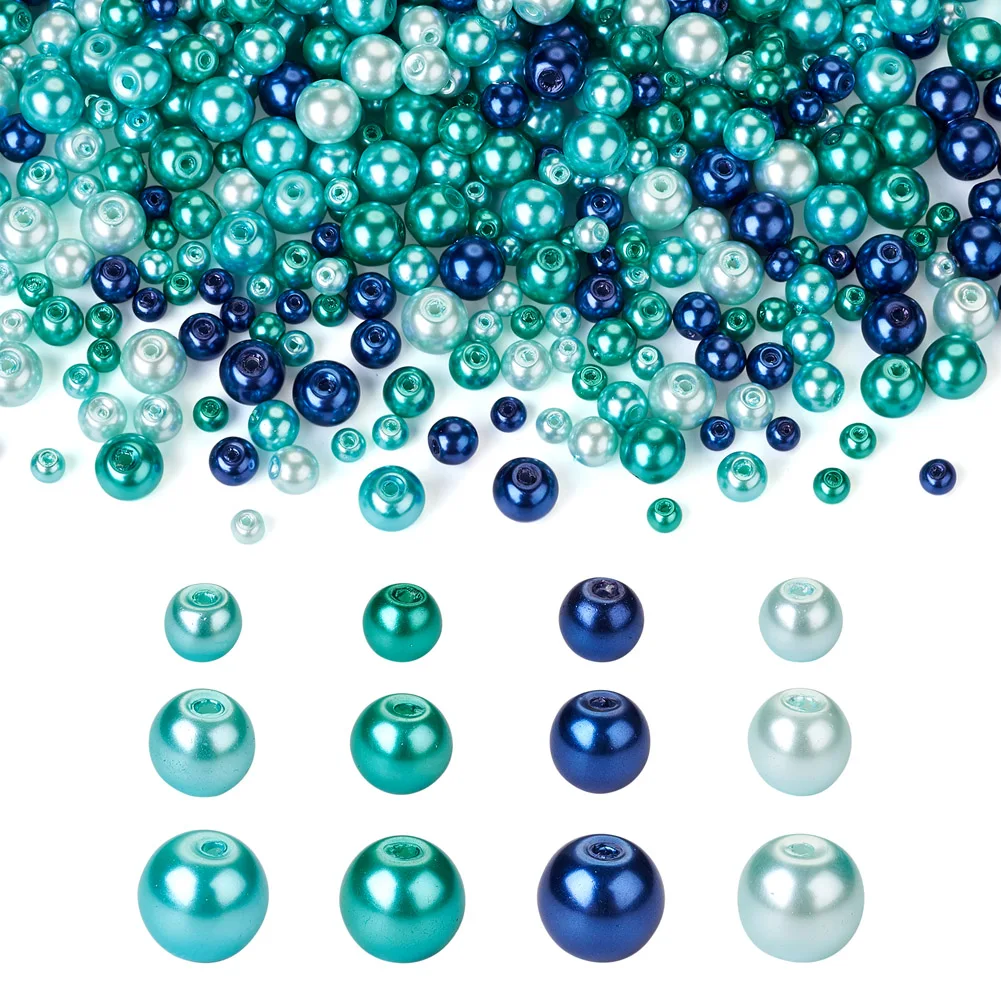 4~9mm Baking Painted Pearlized Glass Pearl Round Beads Mixed Color Hole: 1mm about 1840pcs/box