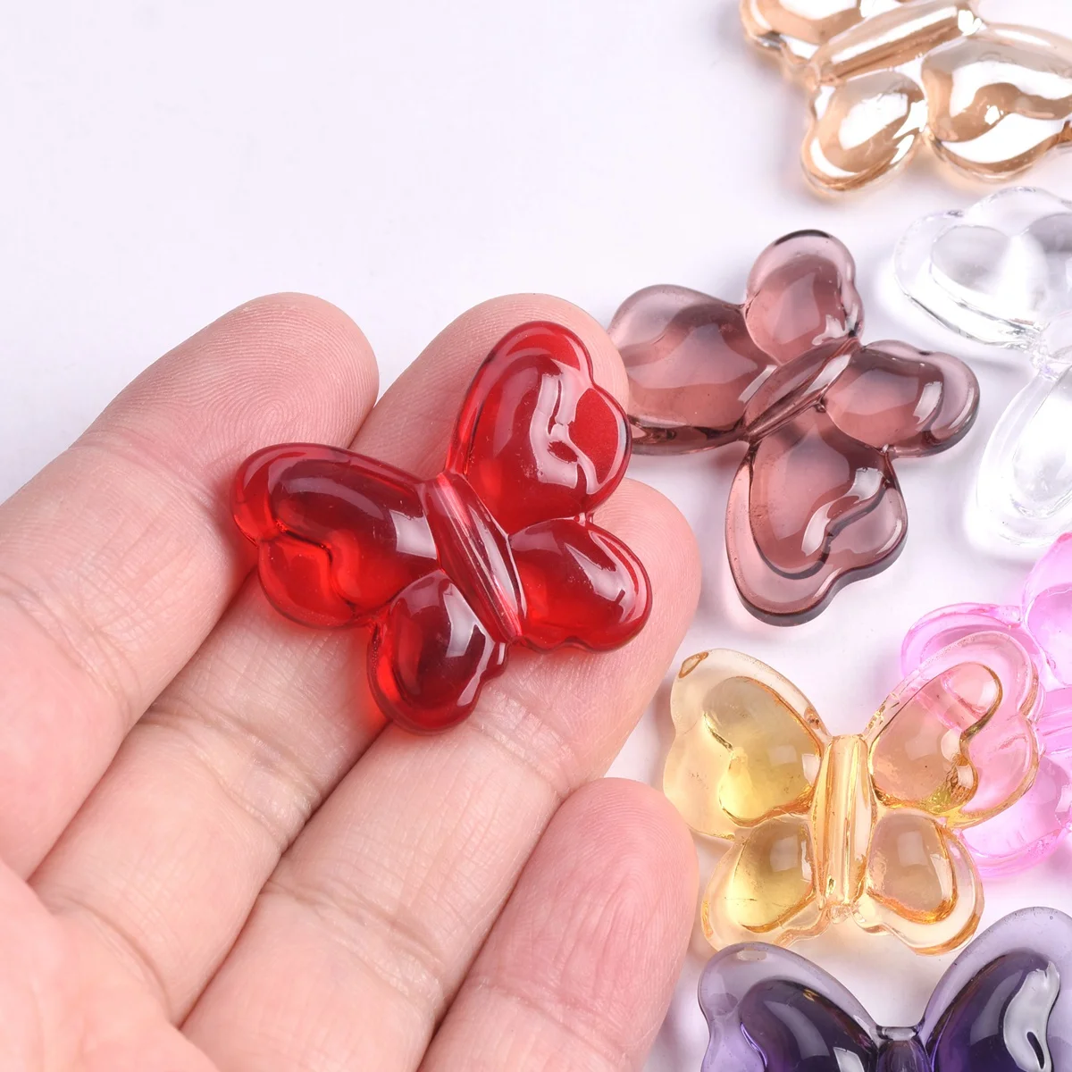 5pcs Big Butterfly Shape 33x27mm Crystal Glass Loose Beads For Jewelry Making DIY Crafts Findings