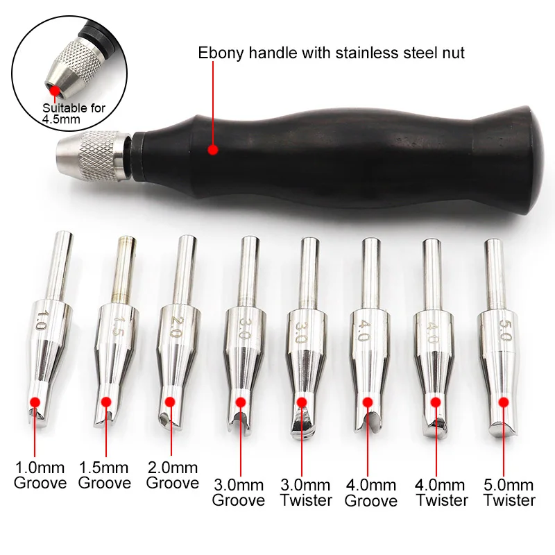 8Kinds Leather Edge Creaser Ebony Handle Leathercraft Marking Edge Decorate Line Tool Stainless Blade Shallow Line Groove Convex