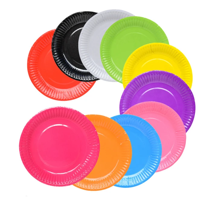 

100Pcs 7inch Disposable Tableware Set Disposable Paper Plate Fruit Plate Cake Tray Wedding Birthday Decoration Party Supplies