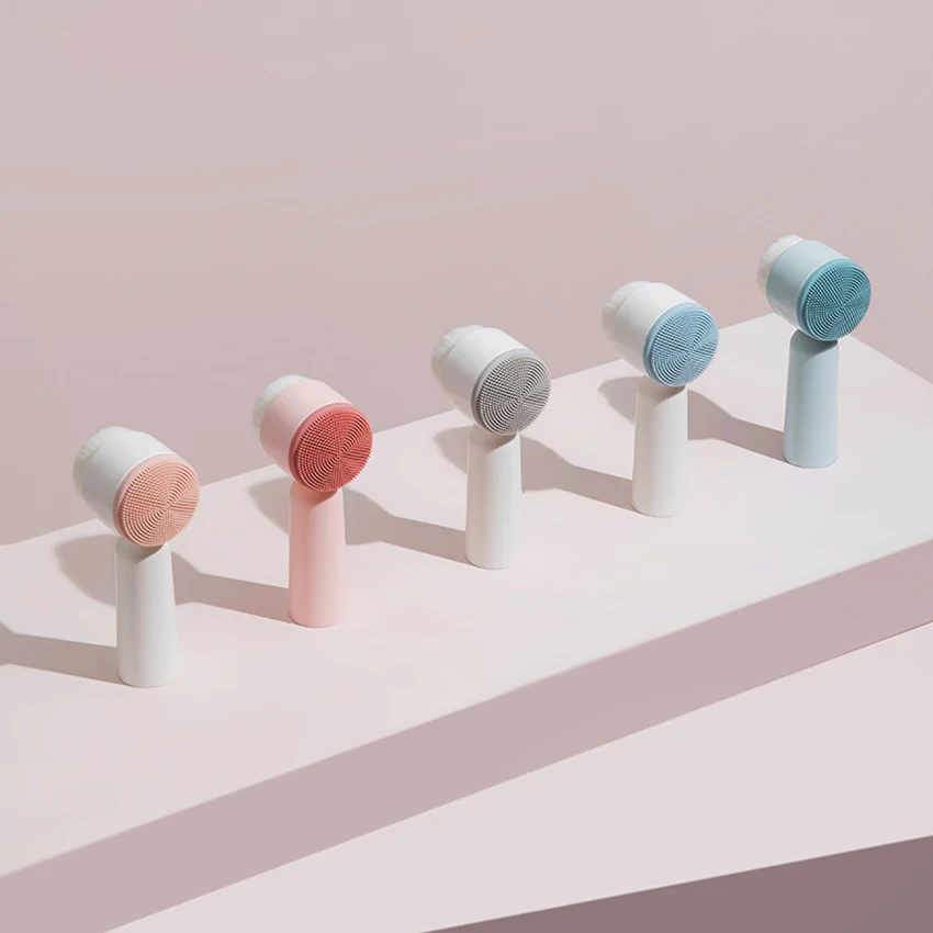 Portátil dupla face limpador facial escova de silicone macio cabelo rosto massagem escova de lavagem removedor cravo cuidados com a pele ferramenta