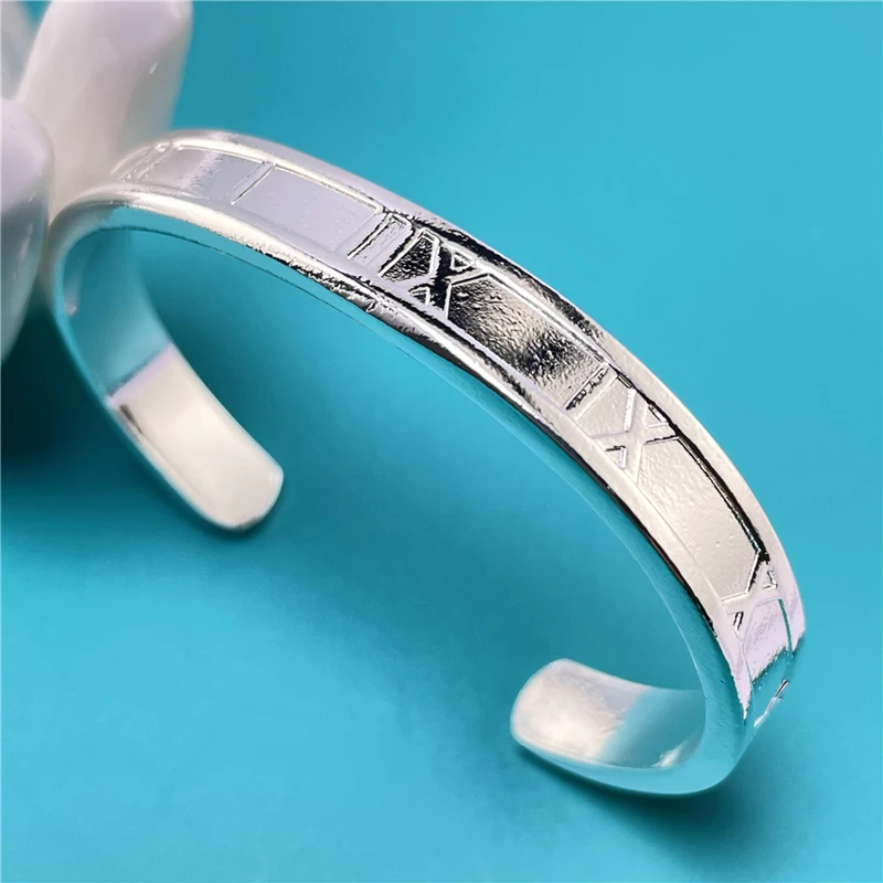 High Quality 925 Sterling Silver Lucky Roman Numbers Bracelets Bangles For Women Men Fashion Jewelry Birthday Party luxury Gifts