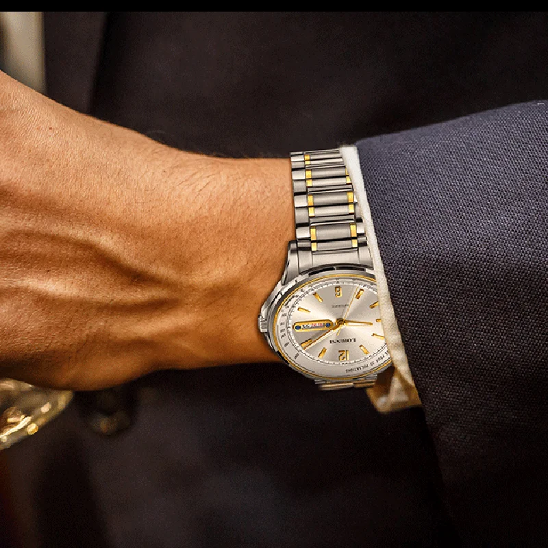 Robinni-男性用高級自動巻き時計,ステンレススチール,シルバー,機械式,発光,日付,ビジネス,スポーツ,時計