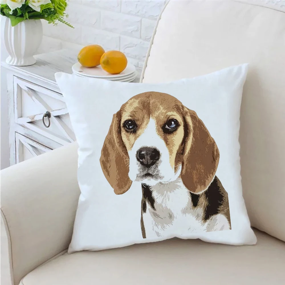 Dog Pillow Cases Animal Pillowcases Cute Beagle Watercolor 45*45cm for Children Kids Cushion Cover Home Sofa Decoration Cojines