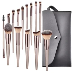 14PCS Champagne Professional Makeup Brushes Set for Cosmetics Foundation Powder Liquid Eye Shadow Eyebrow Lip Brush Kit Tools