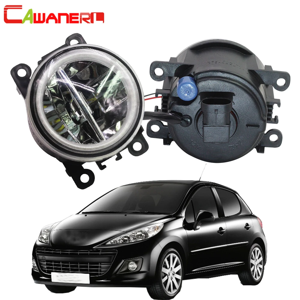 Cawanerl 2 X Car 4000LM LED Bulb H11 Fog Light + Angel Eye DRL Daytime Running Light 12V High Bright For Peugeot 207 2006-2012